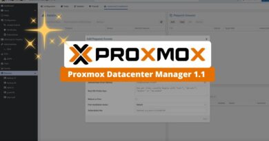 Brand banner for Proxmox Datacenter Manager 1.1 overlaying a Proxmox management UI
