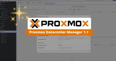 Brand banner for Proxmox Datacenter Manager 1.1 overlaying a Proxmox management UI