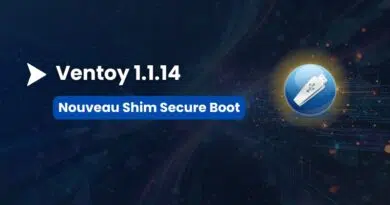 Ventoy 1.1.14 banner with a blue badge reading 'Nouveau Shim Secure Boot' and a circular blue icon on the right.