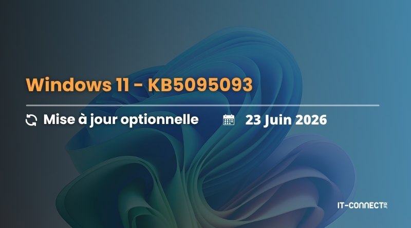 French Windows 11 banner announcing optional update KB5095093 dated 23 Juin 2026, with IT-CONNECT logo.