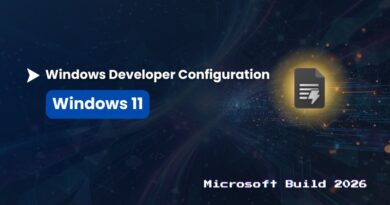 Windows Developer Configuration: Windows 11 logo with a dark tech background and 'Microsoft Build 2026' text on the right.