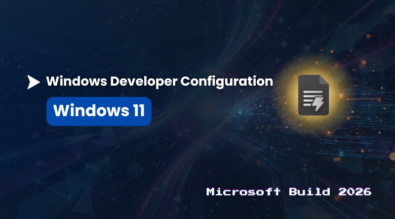 Windows Developer Configuration: Windows 11 logo with a dark tech background and 'Microsoft Build 2026' text on the right.