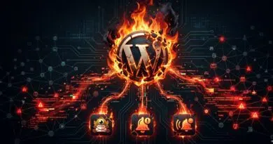 WordPress: 1.2 Million Sites Exposed After OptinMonster Hack Fiery WordPress logo orb connected to three glowing icons on a circuit board, symbolizing WordPress cyber integration or security themes