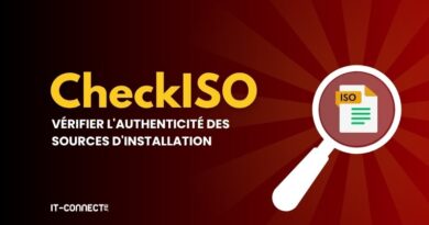 Graphic promoting CheckISO: verify the authenticity of installation sources, with a magnifying glass over a document labeled ISO on a red burst background.
