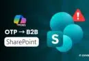 Marketing graphic for SharePoint B2B migration with OTP → B2B text, SharePoint badge, and IT-Connect branding.