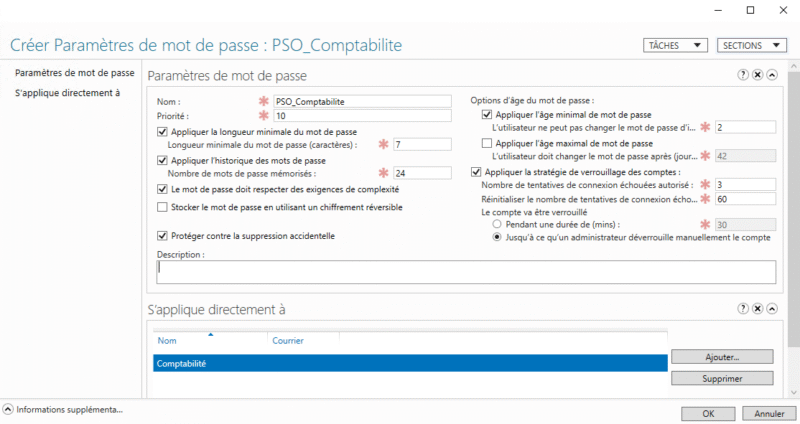 Example of a fine-grained password policy