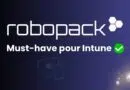 Robopack promotional banner showing the logo and the phrase 'Must-have pour Intune' with a green checkmark on a blue gradient background.