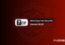 Bannière de mise à jour de sécurité 7-Zip, Version 26.02, sur fond rouge avec logo IT-Connect.