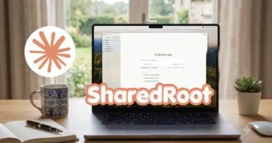 SharedRoot: Claude Cowork’s AI Agent Can Escape Its VM and Read Your Files Laptop on a wooden desk displaying software UI with ShareDRoot branding; a mug, notebook, and small plant nearby.