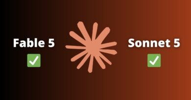 Left and right labels 'Fable 5' and 'Sonnet 5' with green checkmarks, centered decorative star on a gradient background, implying both items are selected or complete.
