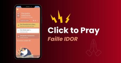 Banner showing a smartphone with a peach-toned prayer app interface beside bold text 'Click to Pray' on a dark red gradient background, with a faint prayer icon on the right.