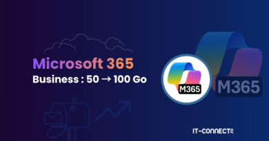 Banner announcing Microsoft 365 Business storage increase from 50 to 100 GB, with the M365 logo on the right on a dark blue gradient.