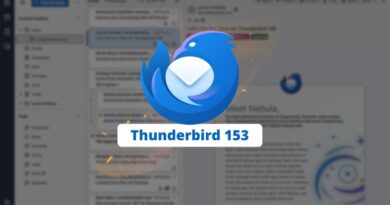 Thunderbird 153 banner featuring the blue Thunderbird logo with a white envelope, over a blurred email client interface and inbox.ports for accessibility