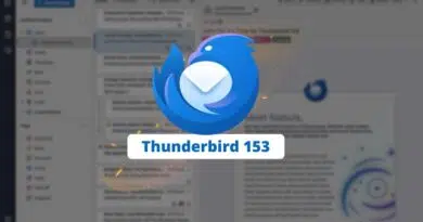 Thunderbird 153 banner featuring the blue Thunderbird logo with a white envelope, over a blurred email client interface and inbox.ports for accessibility