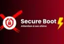 Secure Boot logo on a red gradient background with a shield-and-lock icon and a yellow lightning bolt next to bold white text.