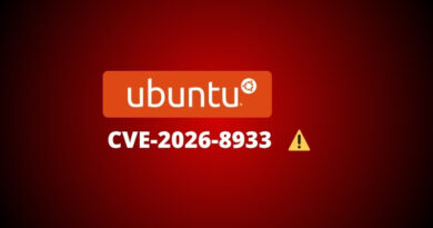 Ubuntu logo with the text 'CVE-2026-8933' and a yellow warning triangle on a red gradient background.