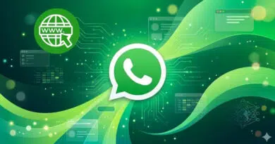 WhatsApp logo centered on a green digital network background, suggesting online messaging and web access