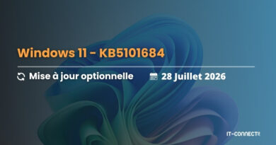 Banner announcing Windows 11 optional update KB5101684 dated 28 July 2026, with IT-Connect watermark on a blue abstract background.