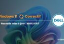 Banner announcing Windows 11 patch KB5121767 with the Dell logo on an abstract blue background.