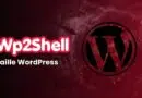 Wp2Shell logo with the text 'Faille WordPress' and a WordPress emblem on a dark red background.