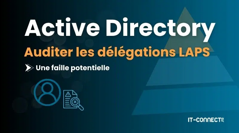 Slide title: Active Directory - Auditor les délégations LAPS, une faille potentielle; branding IT-CONNECT.fr est visible.
