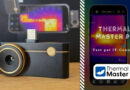 Close-up of a black dash cam with gold accents on a wooden surface; lens in view and USB-C port on top (left panel).