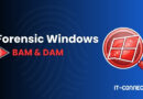 Forensic Windows BAM & DAM banner with a magnifying Windows logo on the right and IT-CONNECT.fr branding.