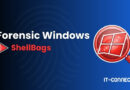 Banner promoting 'Forensic Windows ShellBags' with a red Windows-in-magnifying-glass icon and IT-Connect branding on a blue gradient background.