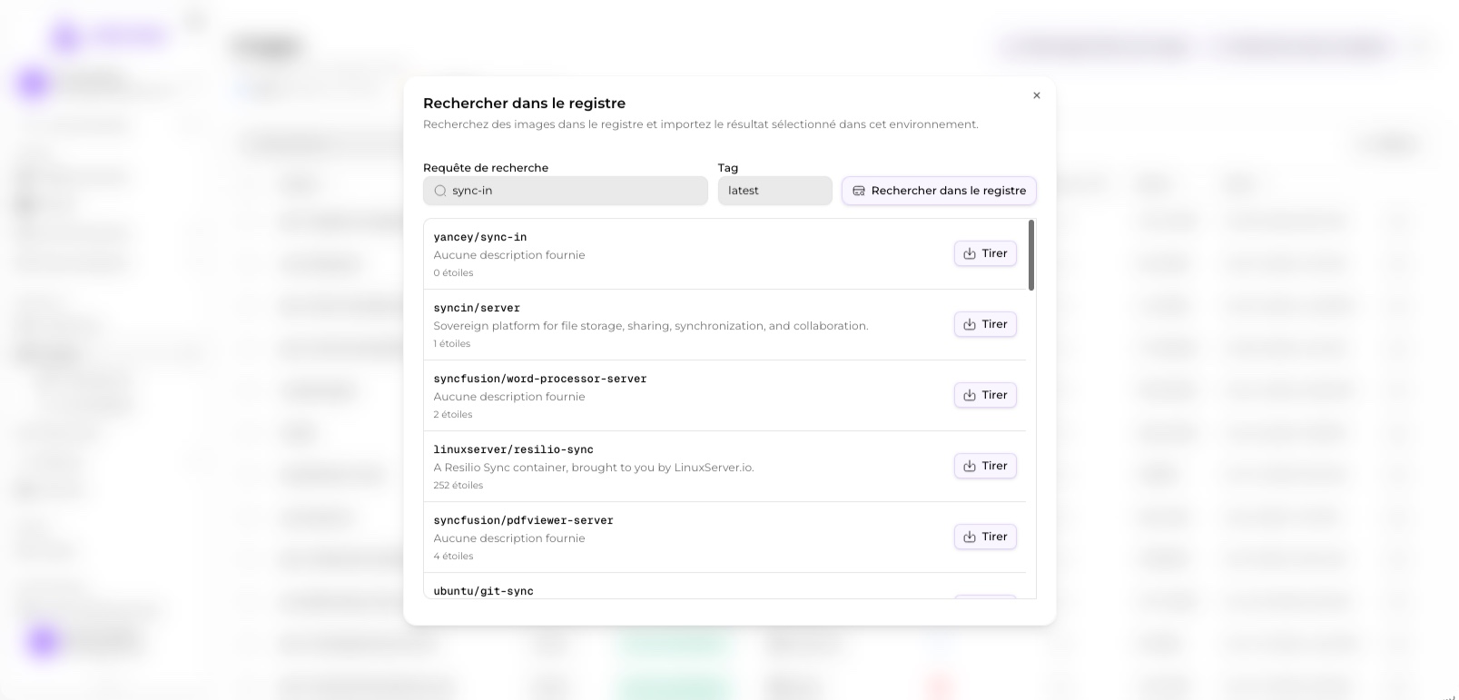 Rechercher une image dans un registre Docker depuis l'interface d'Arcane