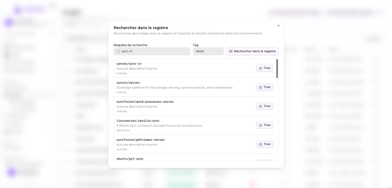 Rechercher une image dans un registre Docker depuis l'interface d'Arcane
