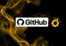 GitHub logo on a black smoky background with an orange gear icon.