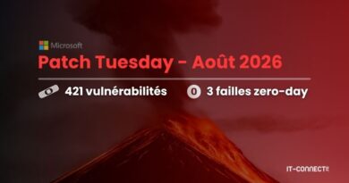 Microsoft Patch Tuesday August 2026: 421 vulnerabilities and 3 zero-day flaws, over a volcanic red background.