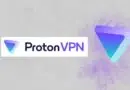 ProtonVPN logo with gradient triangular icon and the 'ProtonVPN' wordmark on a light background