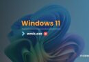 Graphic showing Windows 11 branding with a line, a blue arrow and the text 'wmic.exe' followed by a red X, signaling that WMIC.EXE is blocked or unavailable.