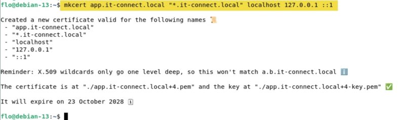 Génération d'un certificat HTTPS local avec mkcert sur Debian