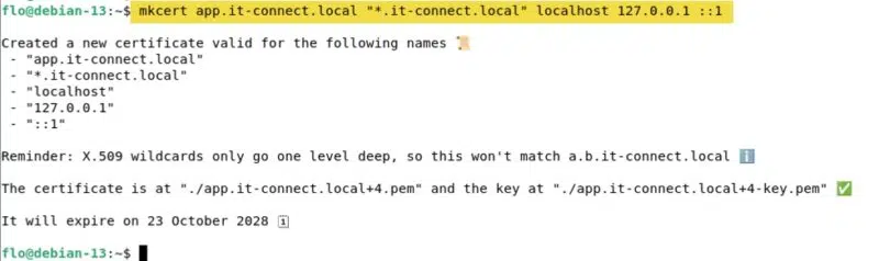 Génération d'un certificat HTTPS local avec mkcert sur Debian