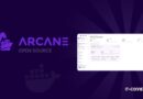Arcane Open Source branding on a dark purple background with a centered UI dashboard screenshot and IT-Connect label bottom-right.