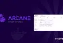 Arcane Open Source branding on a dark purple background with a centered UI dashboard screenshot and IT-Connect label bottom-right.