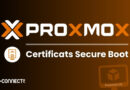 Promotional banner featuring the Proxmox logo, the heading 'Certificates Secure Boot', certificate badge icon, and IT-Connect branding on a brown gradient background.