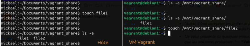 Transfert de fichier vie un répertoire partagé vagrant.