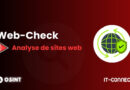 Banner for Web-Check: Analyse de sites web on a red gradient background with OSINT logo on the left and a globe-with-shield icon on the right.
