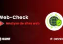 Banner for Web-Check: Analyse de sites web on a red gradient background with OSINT logo on the left and a globe-with-shield icon on the right.