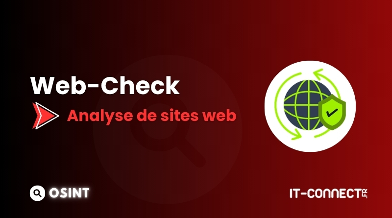 Banner for Web-Check: Analyse de sites web on a red gradient background with OSINT logo on the left and a globe-with-shield icon on the right.