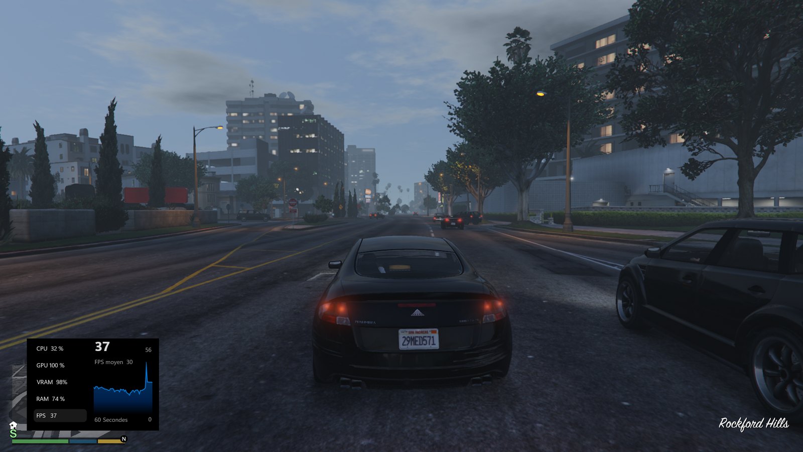 Compteur d'images par seconde dans GTA V sur le Geekom A5 2027 Edition, 30 FPS en moyenne